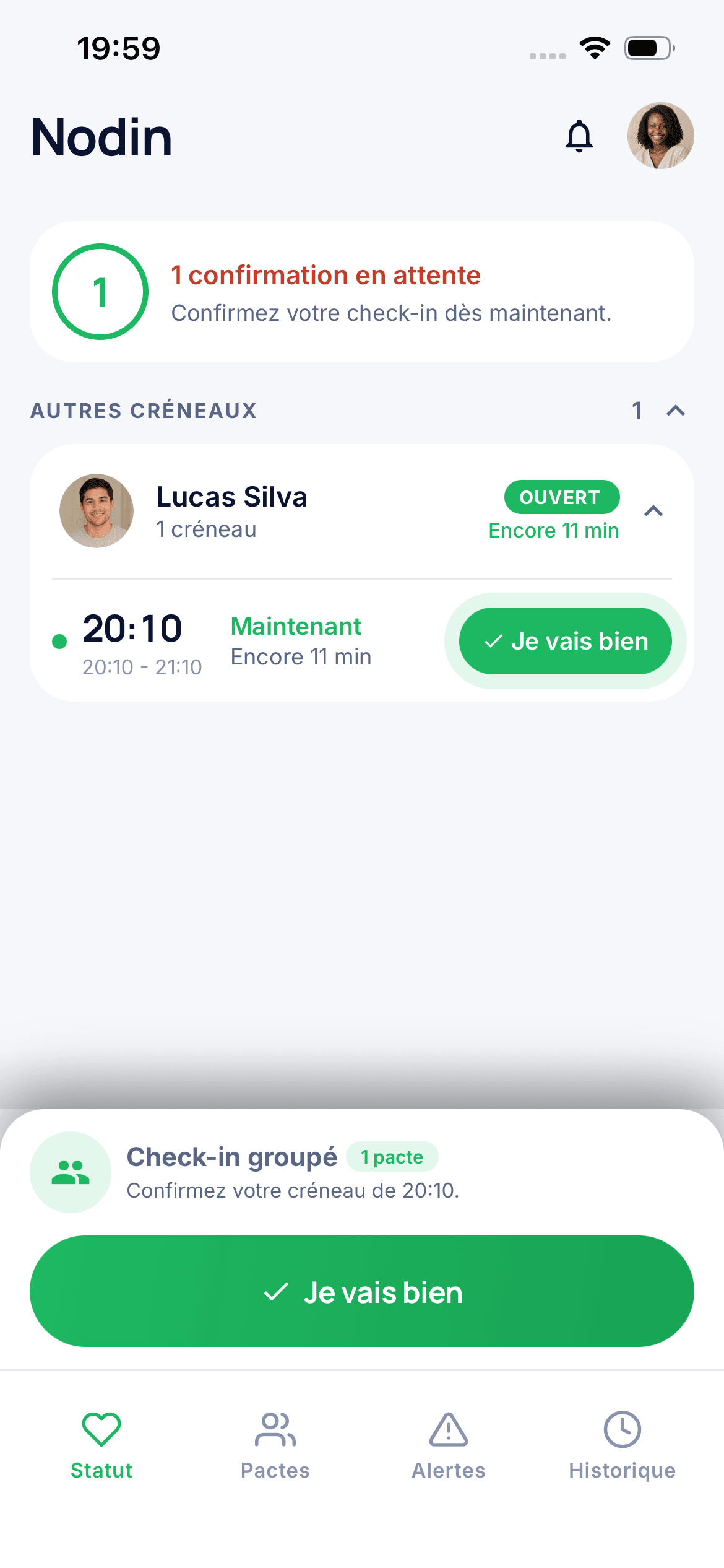 Aperçu de l'application Nodin